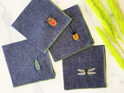 Insect Linen Chambray Cloth Napkins, set of four