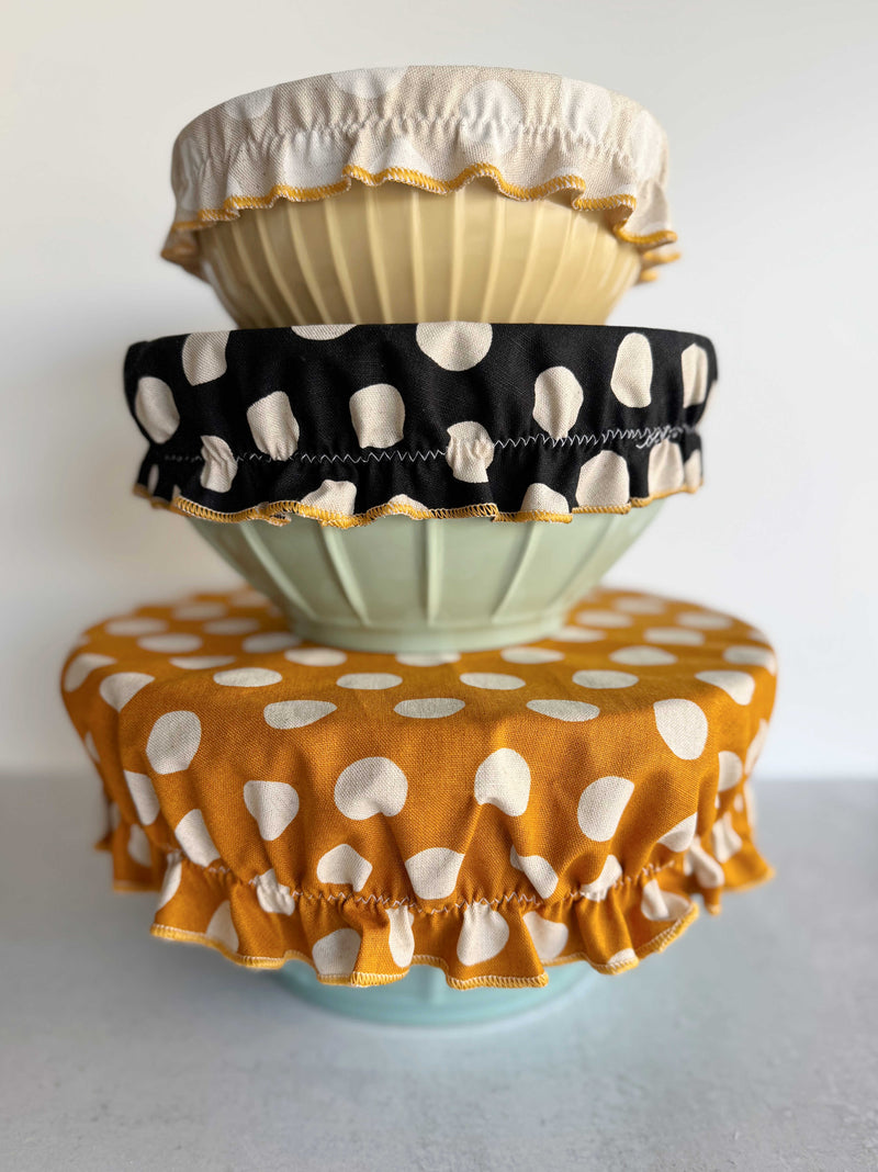 Polka Dots Reusable Bowl Covers, set of three