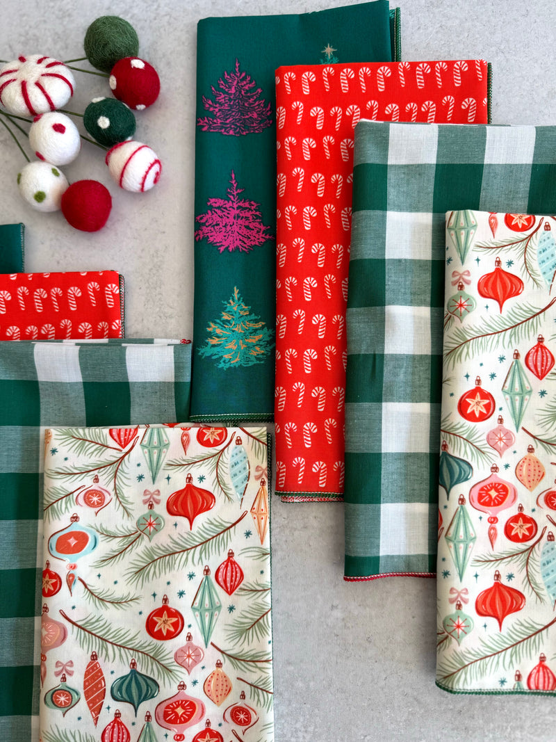 Holiday Cloth Napkin Mystery Bundle, set of eight