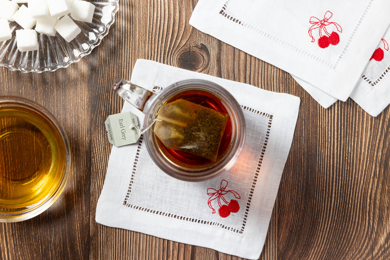Cherries Tied with a Bow Coasters, set of four