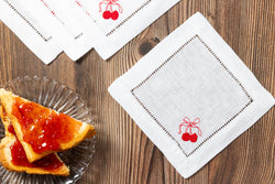 Cherries Tied with a Bow Coasters, set of four