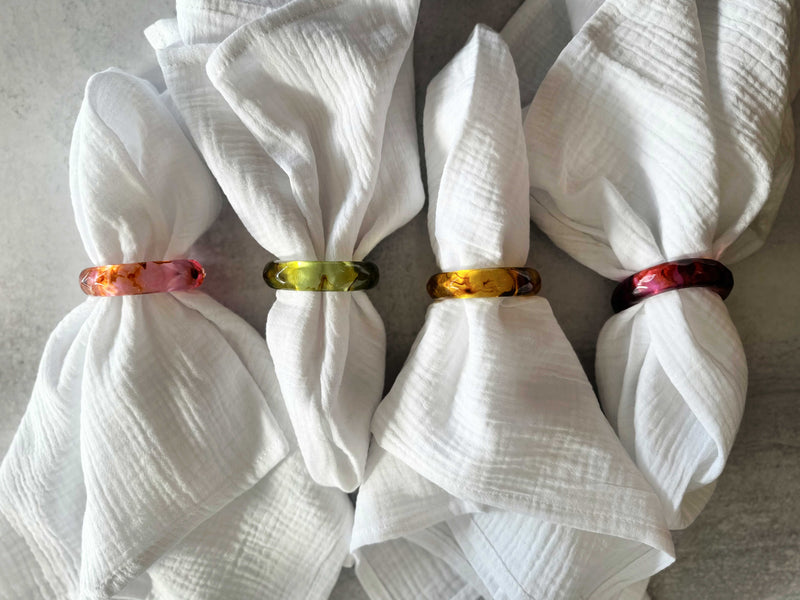 Summer Gemstone Napkin Rings, set of four