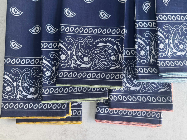 Navy Blue Bandana Cloth Napkins, set of four