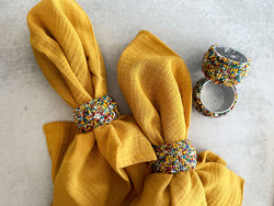 Colorful Beaded Napkin Rings, set of four