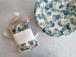 Blue Floral Bread Makers Set- bread bag and bowl cover