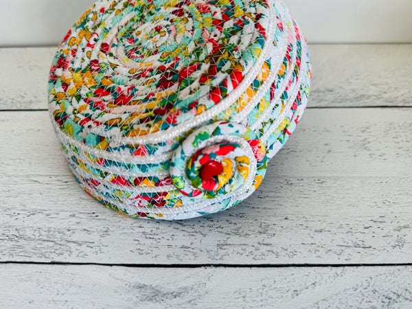 Bountiful Garden with Button Detail Rope Bowl- 6.5 inches