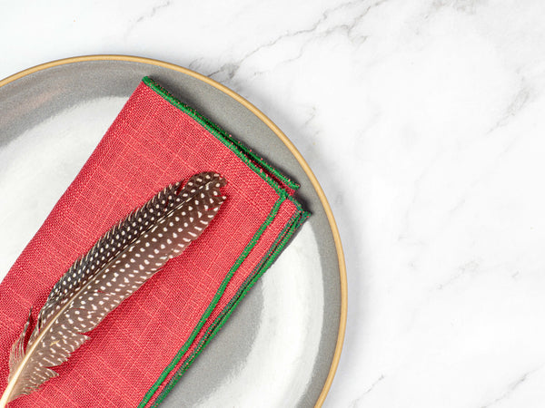 Cardinal Holiday Linen Blend Cloth Napkins, set of four