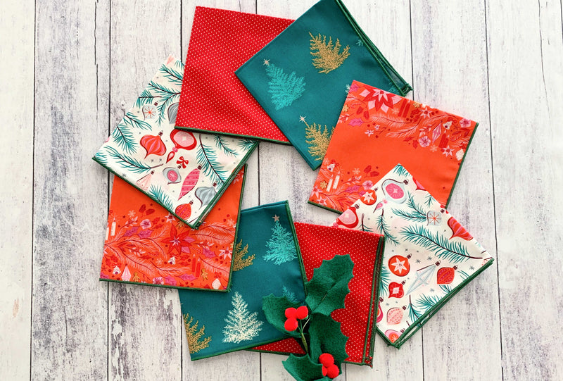 Holiday Cloth Napkin Mystery Bundle, set of eight