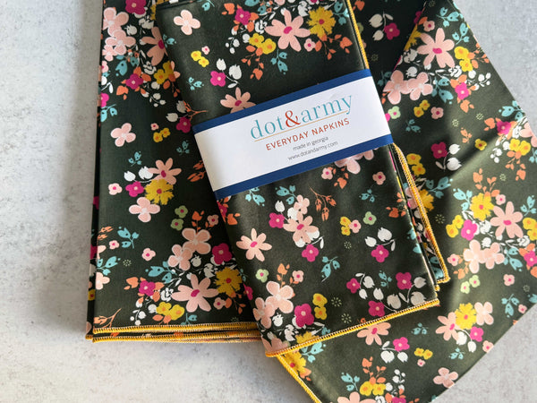 Dancing Flowers Cloth Napkins, set of four