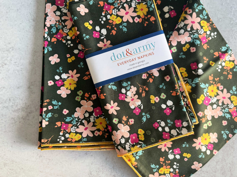 Dancing Flowers Cloth Napkins, set of four