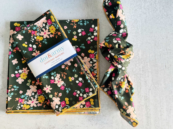 Dancing Flowers Cloth Napkins, set of four