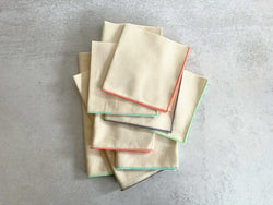 Ecru Cloth Napkins with Color Edging, set of eight