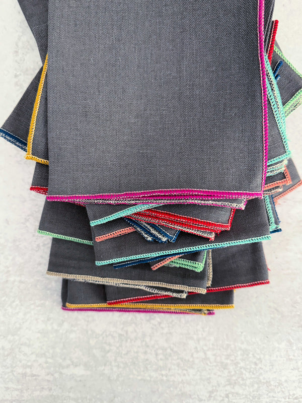 Grey Linen Blend Cloth Napkins, set of eight