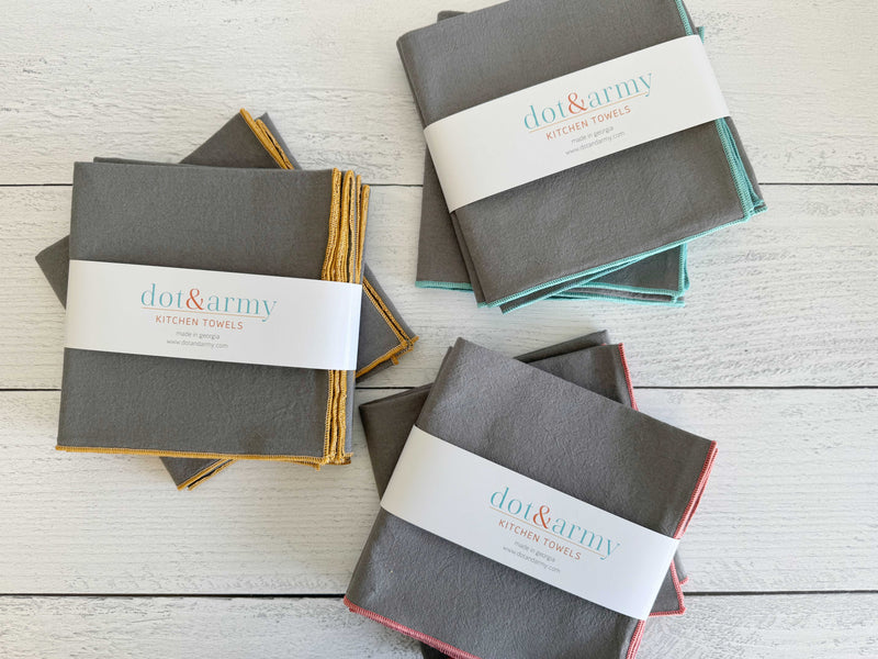 Grey Flour Sack Towels, set of two