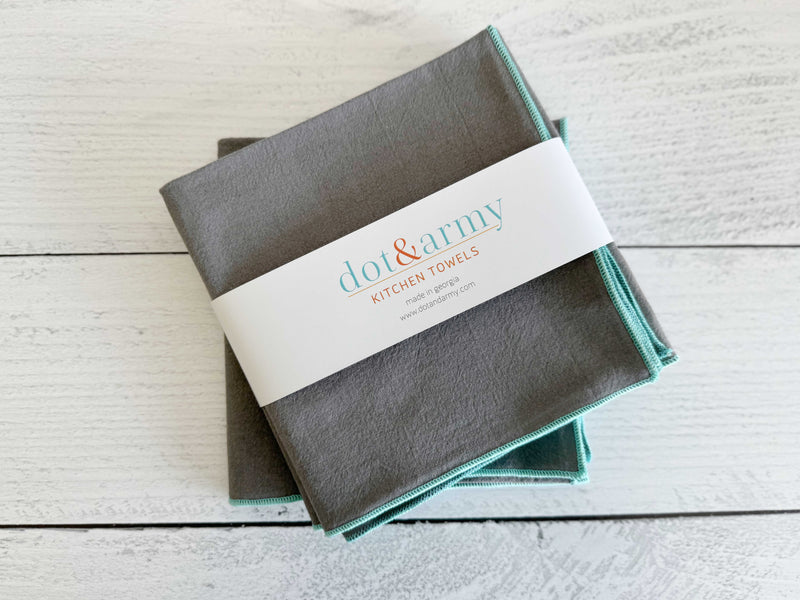 Grey Flour Sack Towels, set of two