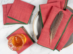 Cardinal Holiday Linen Blend Cloth Napkins, set of four