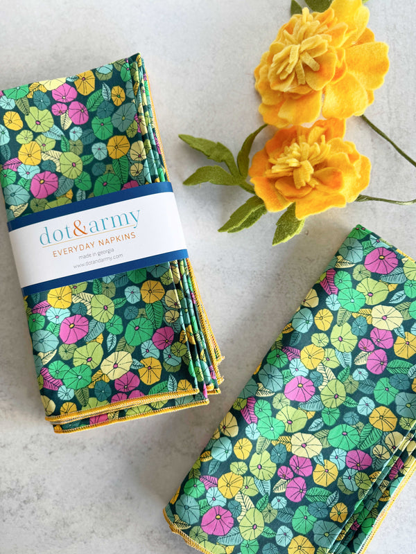 Lake Flowers Cloth Napkins, set of four