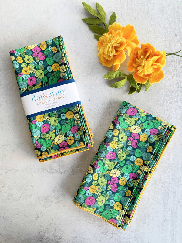 Lake Flowers Cloth Napkins, set of four