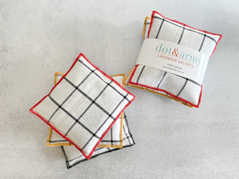 Dot and Army Windowpane Linen Lavender Sachets - Thumbnail 4