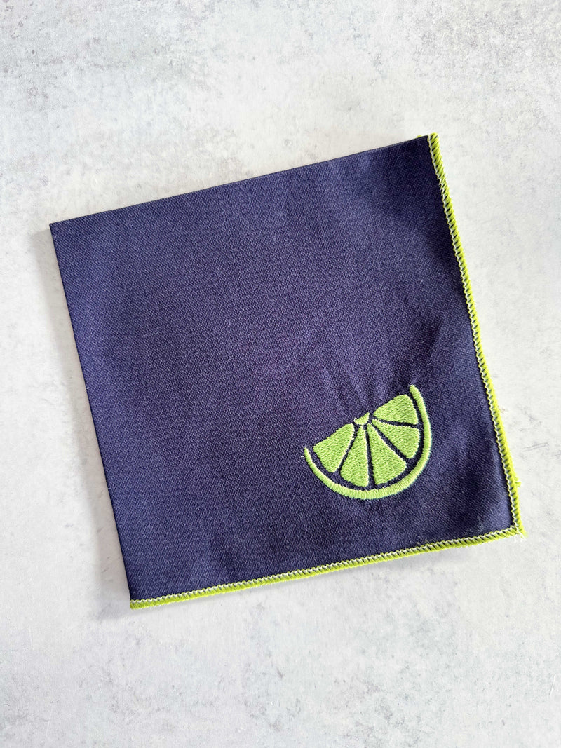 Citrus Embroidered Cocktail Napkins, set of four