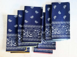 Navy Blue Bandana Cloth Napkins, set of four