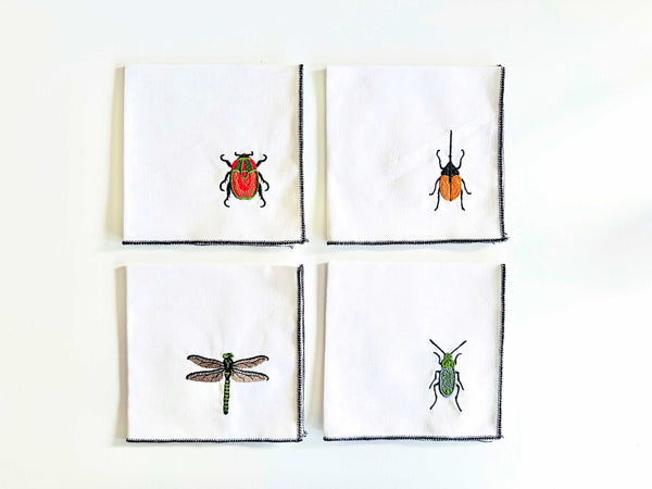 Insect Linen Cloth Napkins, set of four