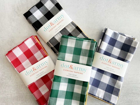 Gingham Check Cloth Napkins - Thumbnail 2