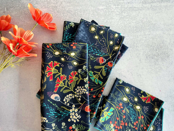 Pretty Peacock Cloth Napkins, set of four