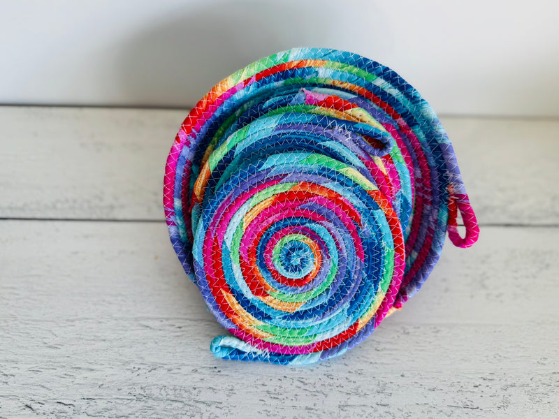 Rainbow Coasters and Rope Bowl- five piece set