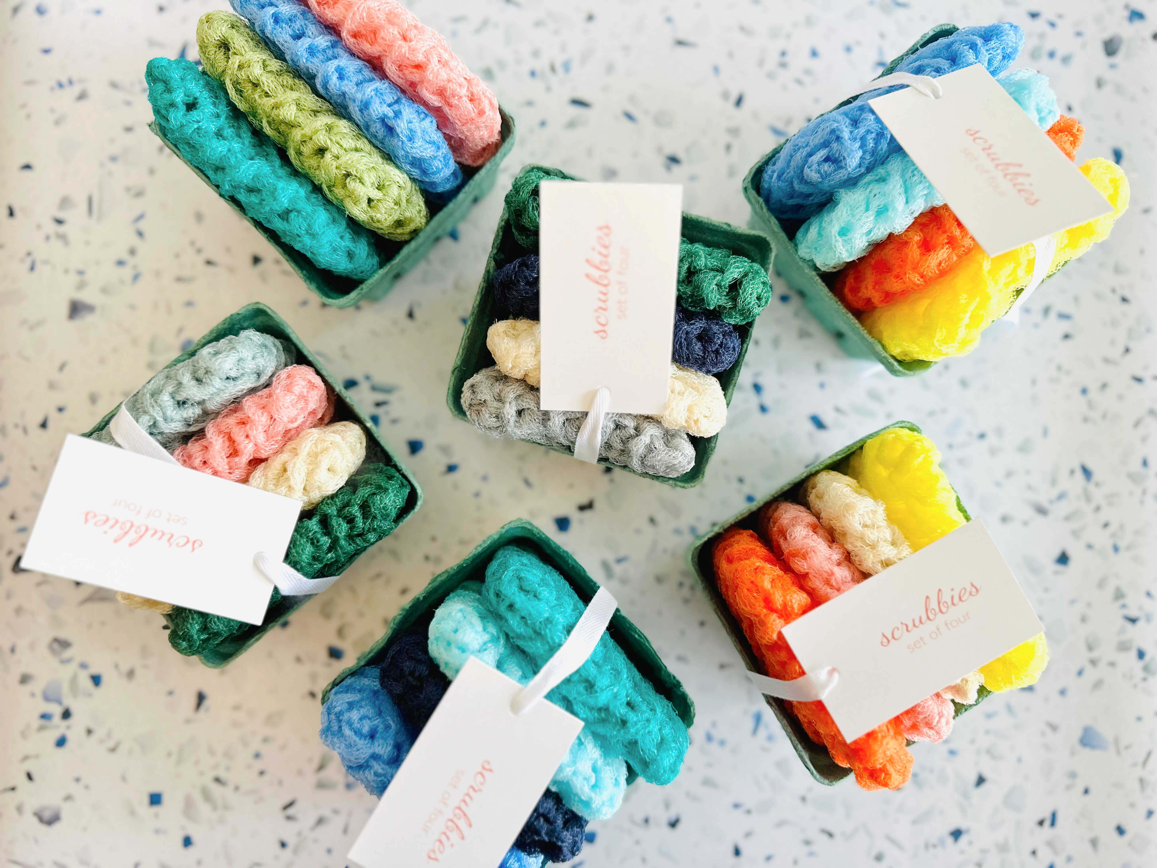 Scrubbies in a Berry Basket – Dot and Army