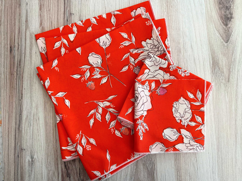 Strawberry Garden Cloth Napkins, set of four