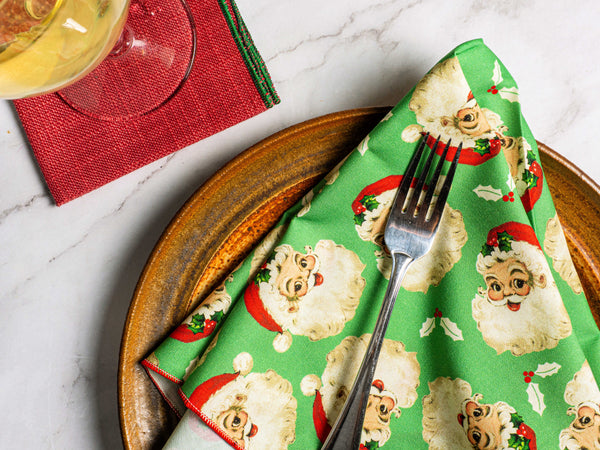 Vintage Santa Cloth Napkins, set of four