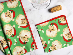 Vintage Santa Cloth Napkins, set of four