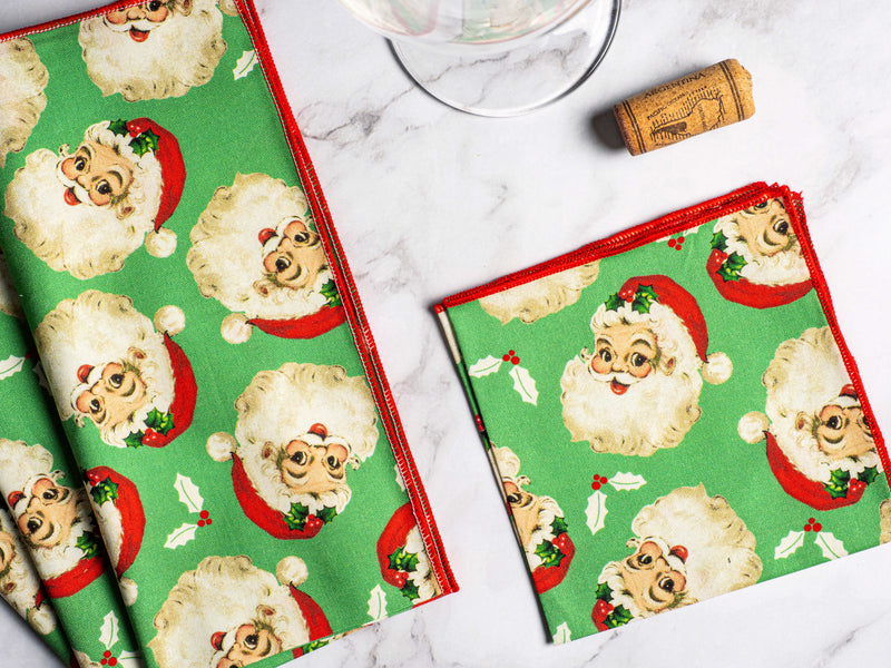 Vintage Santa Cloth Napkins, set of four