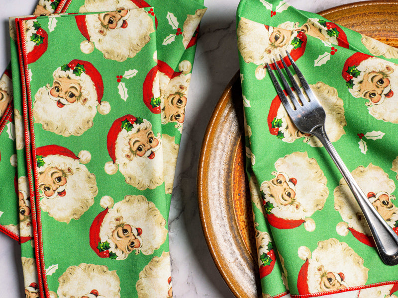 Vintage Santa Cloth Napkins, set of four