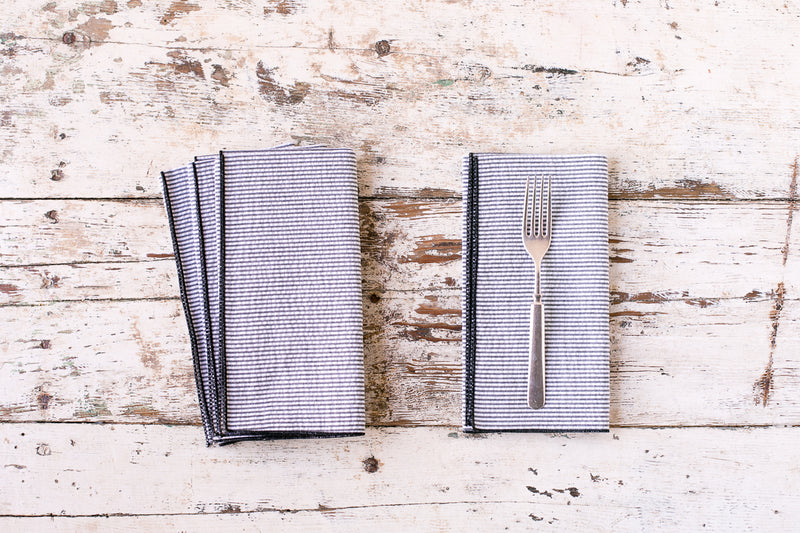 Seersucker Dinner Napkins, set of 4