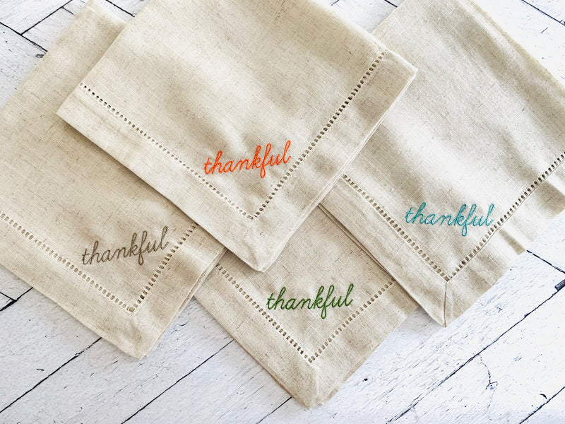 Monogrammed No Iron Linen Napkins, Monogrammed Linen Napkins, Monogrammed  Hemstitched Linen Napkins 