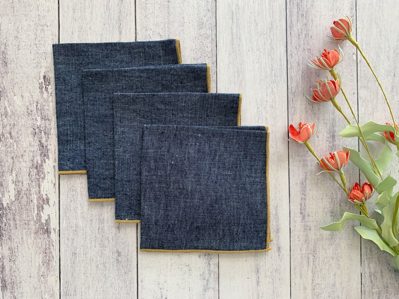 Linen Chambray Cocktail Napkins, set of four