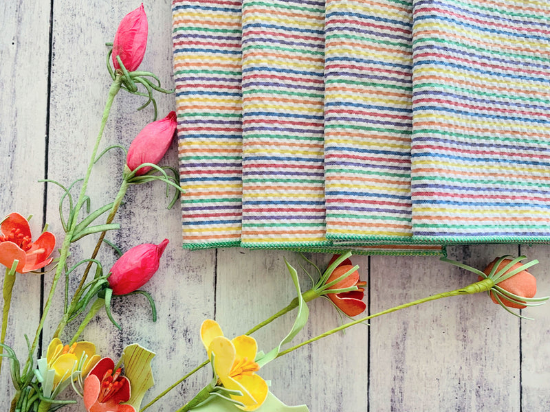 Rainbow Seersucker Cloth Napkins, set of four