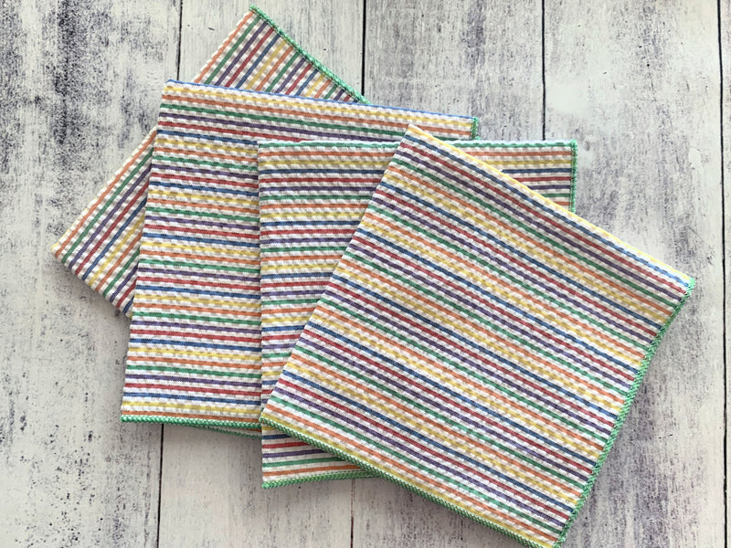 Rainbow Seersucker Cloth Napkins, set of four
