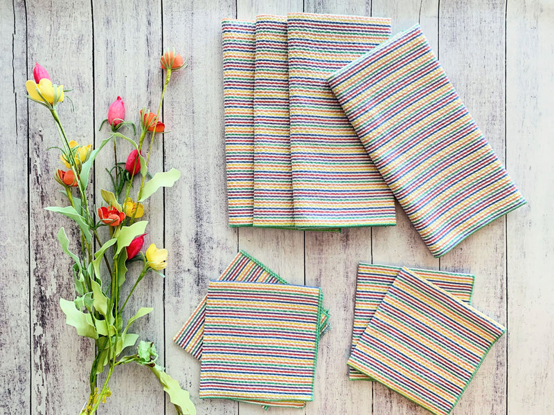 Seersucker Dinner Napkins, Set of 4 - Cloth Napkins