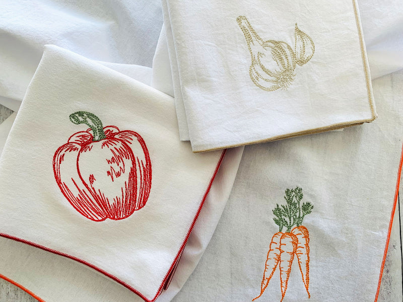 Vegetable Flour Sack Towels, set of three